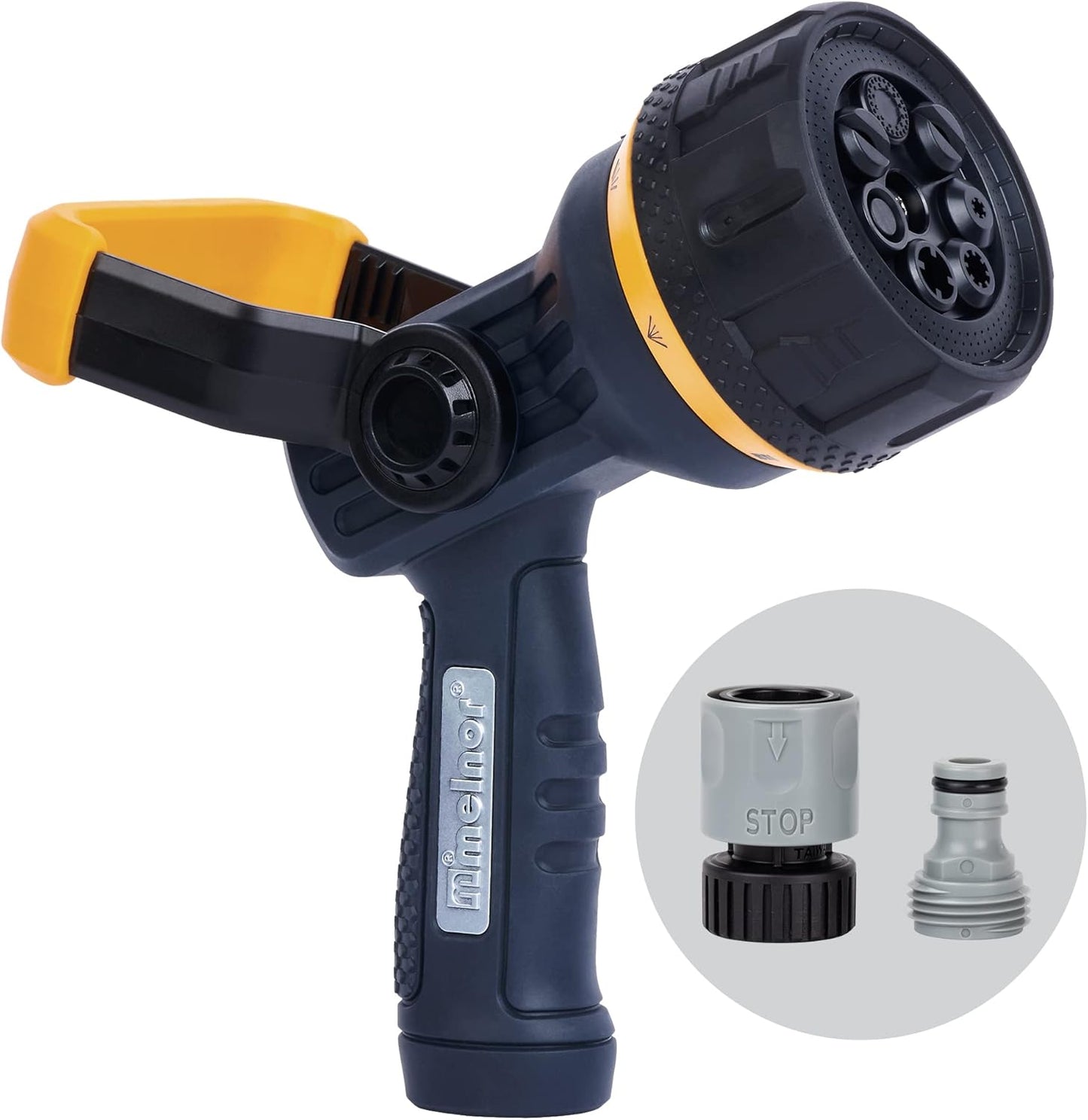 XT Metal 7-Pattern Hose Nozzle: Rear Trigger, Slip-Resistant Grip