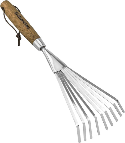 Garden Hand Rake, 14.6'' Small Garden Rake for Tight Areas