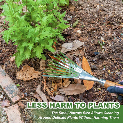 Garden Hand Rake, 14.6'' Small Garden Rake for Tight Areas