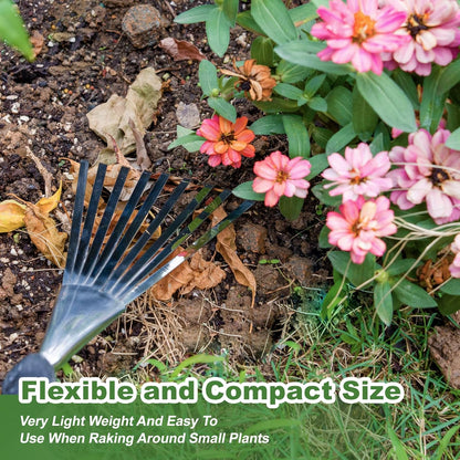 Garden Hand Rake, 14.6'' Small Garden Rake for Tight Areas