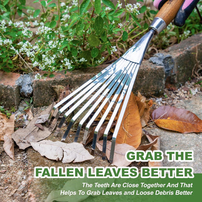Garden Hand Rake, 14.6'' Small Garden Rake for Tight Areas