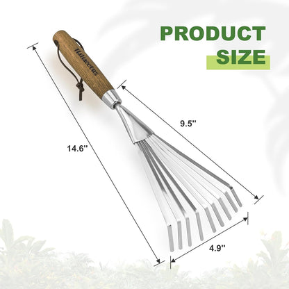 Garden Hand Rake, 14.6'' Small Garden Rake for Tight Areas