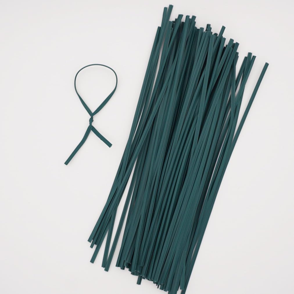 6 Inch Plastic Plant Twist Tie (100-Pack), Natural Green Color