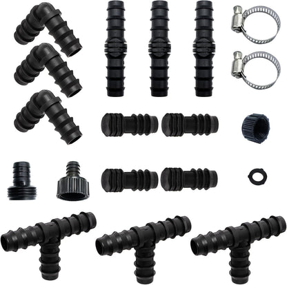 Soaker Hose Accessory, Garden Hose Fittings Kit Quick Set Connector for 3/8" Tubing, Irrigation Water Hose Adapter