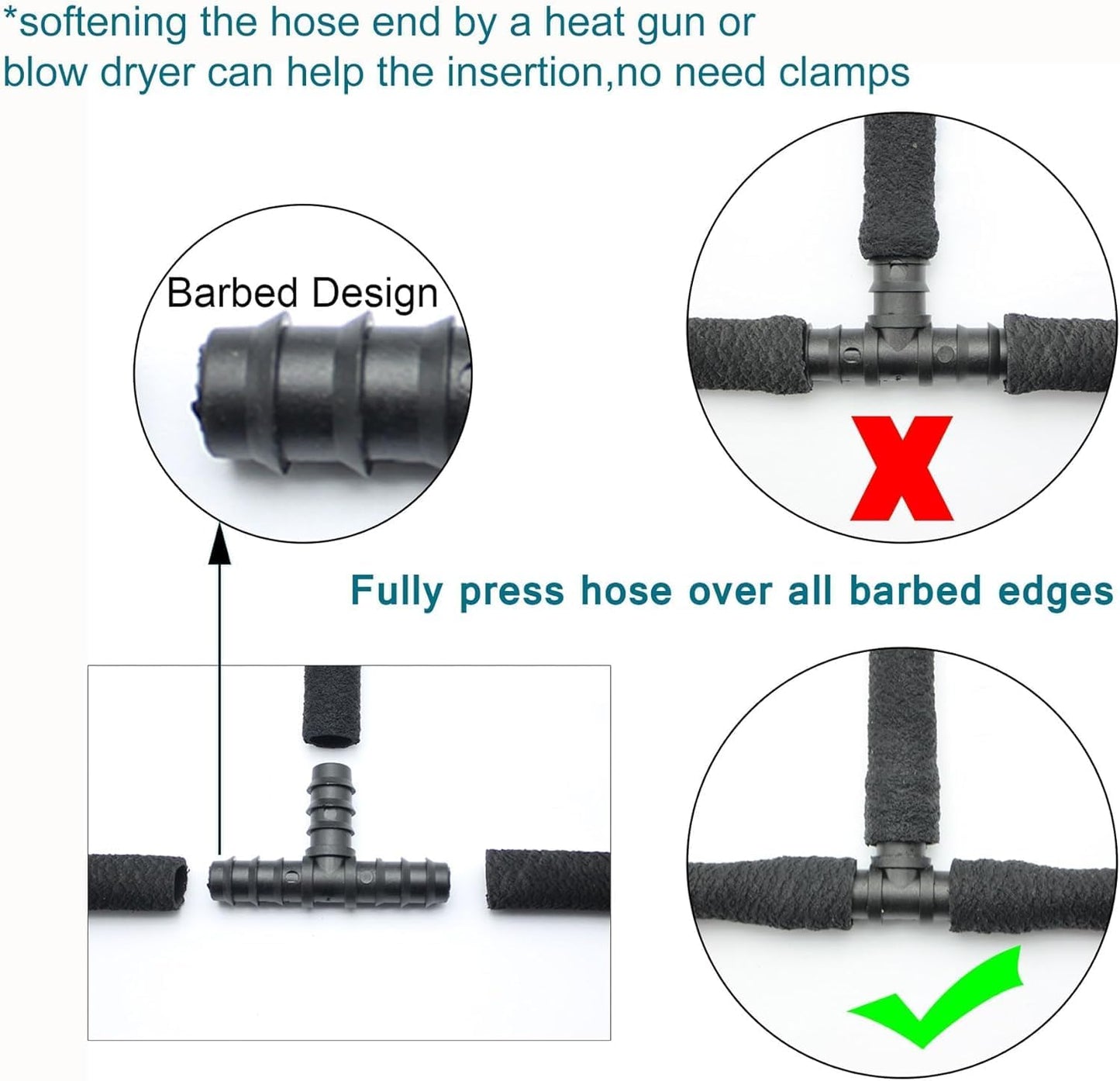 Soaker Hose Accessory, Garden Hose Fittings Kit Quick Set Connector for 3/8" Tubing, Irrigation Water Hose Adapter