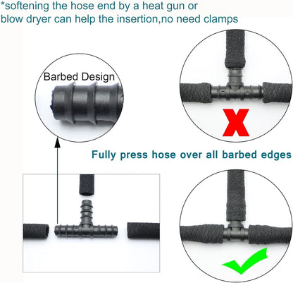 Soaker Hose Accessory, Garden Hose Fittings Kit Quick Set Connector for 3/8" Tubing, Irrigation Water Hose Adapter