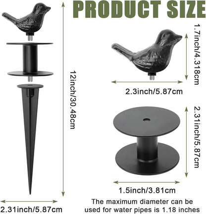 2 Pack Garden Hose Guide Stake Metal Spike 12 Inch Heavy Duty Hose Support Spike with Bird Design Protect for Outside Flower Beds Plant Yard Garden