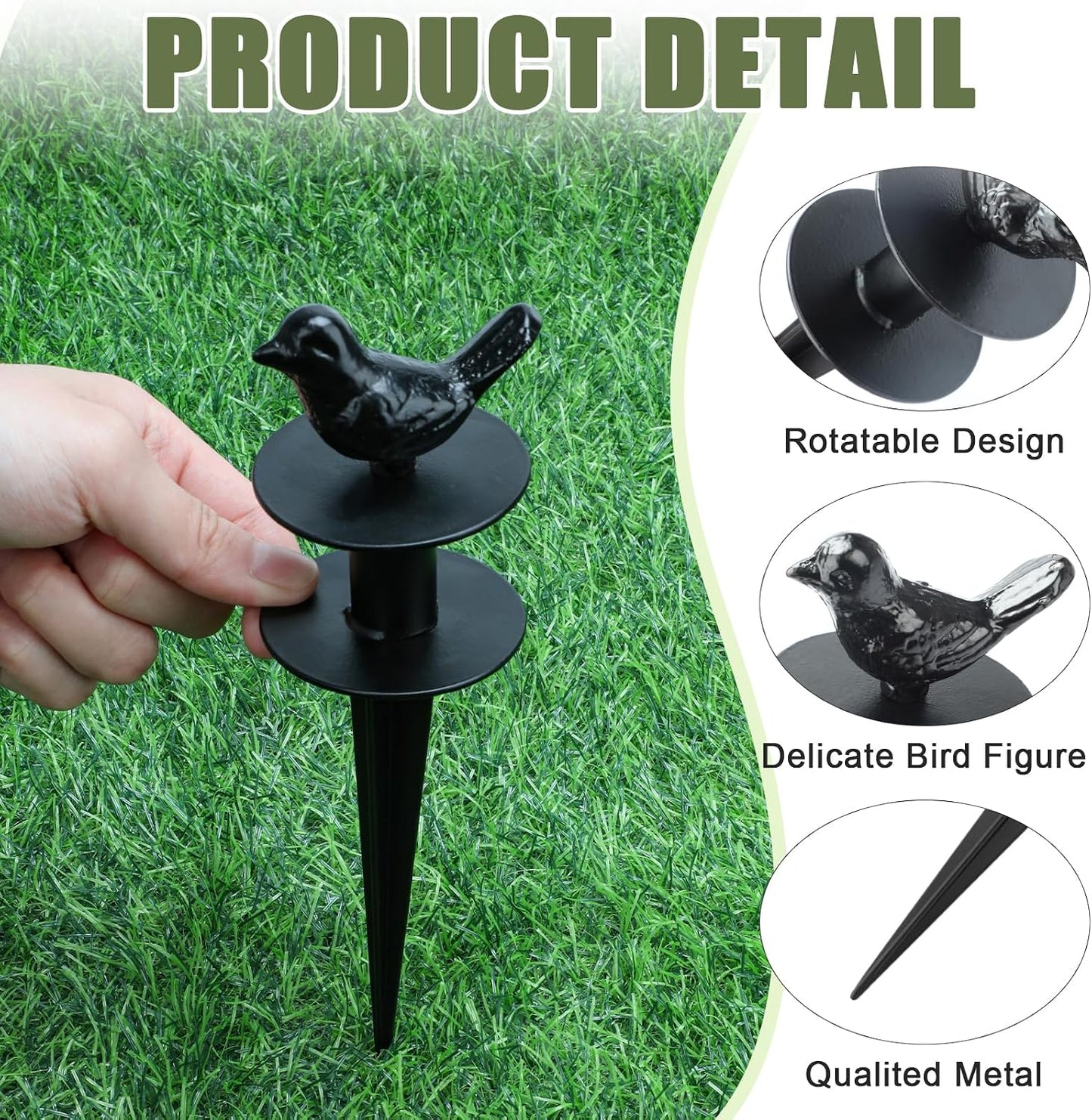 2 Pack Garden Hose Guide Stake Metal Spike 12 Inch Heavy Duty Hose Support Spike with Bird Design Protect for Outside Flower Beds Plant Yard Garden