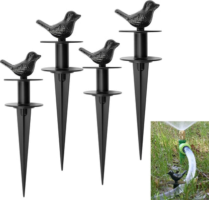 2 Pack Garden Hose Guide Stake Metal Spike 12 Inch Heavy Duty Hose Support Spike with Bird Design Protect for Outside Flower Beds Plant Yard Garden