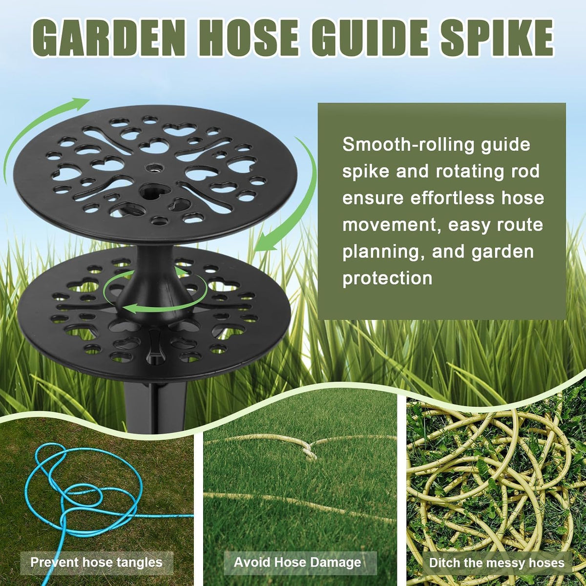 2 Pack Garden Hose Guide Stake Metal Spike 12 Inch Heavy Duty Hose Support Spike with Bird Design Protect for Outside Flower Beds Plant Yard Garden