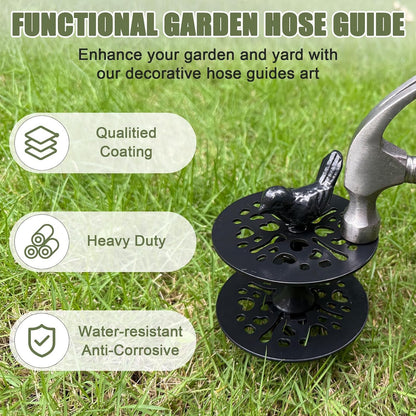 2 Pack Garden Hose Guide Stake Metal Spike 12 Inch Heavy Duty Hose Support Spike with Bird Design Protect for Outside Flower Beds Plant Yard Garden