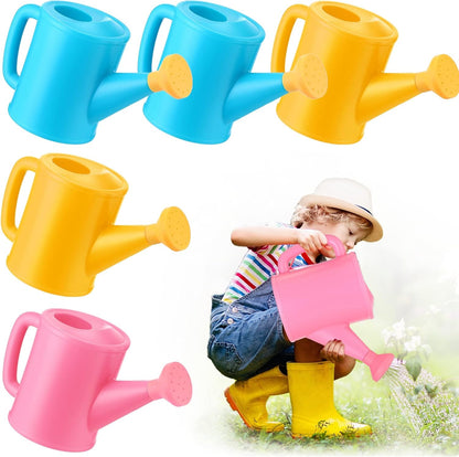 6 Pieces Plastic Watering Can for Kids Small Beach Toy Watering Can Toys for Childs Toddler Boys Girls Water Play Outdoor Gardening Play Time Practical Use, Yellow, Pink, Blue