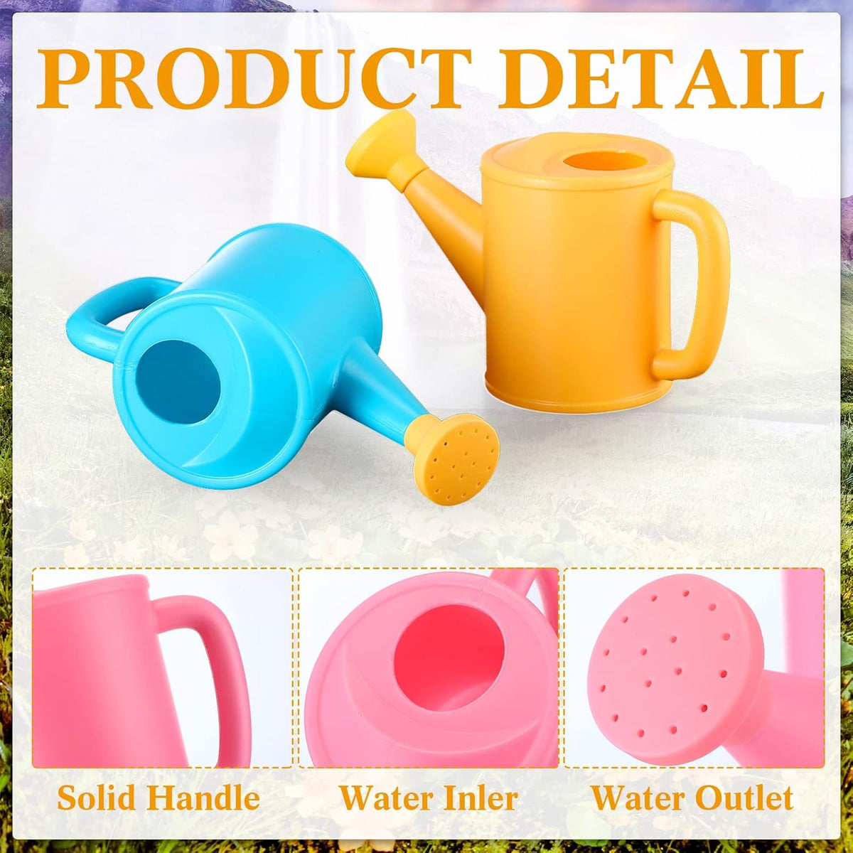 6 Pieces Plastic Watering Can for Kids Small Beach Toy Watering Can Toys for Childs Toddler Boys Girls Water Play Outdoor Gardening Play Time Practical Use, Yellow, Pink, Blue