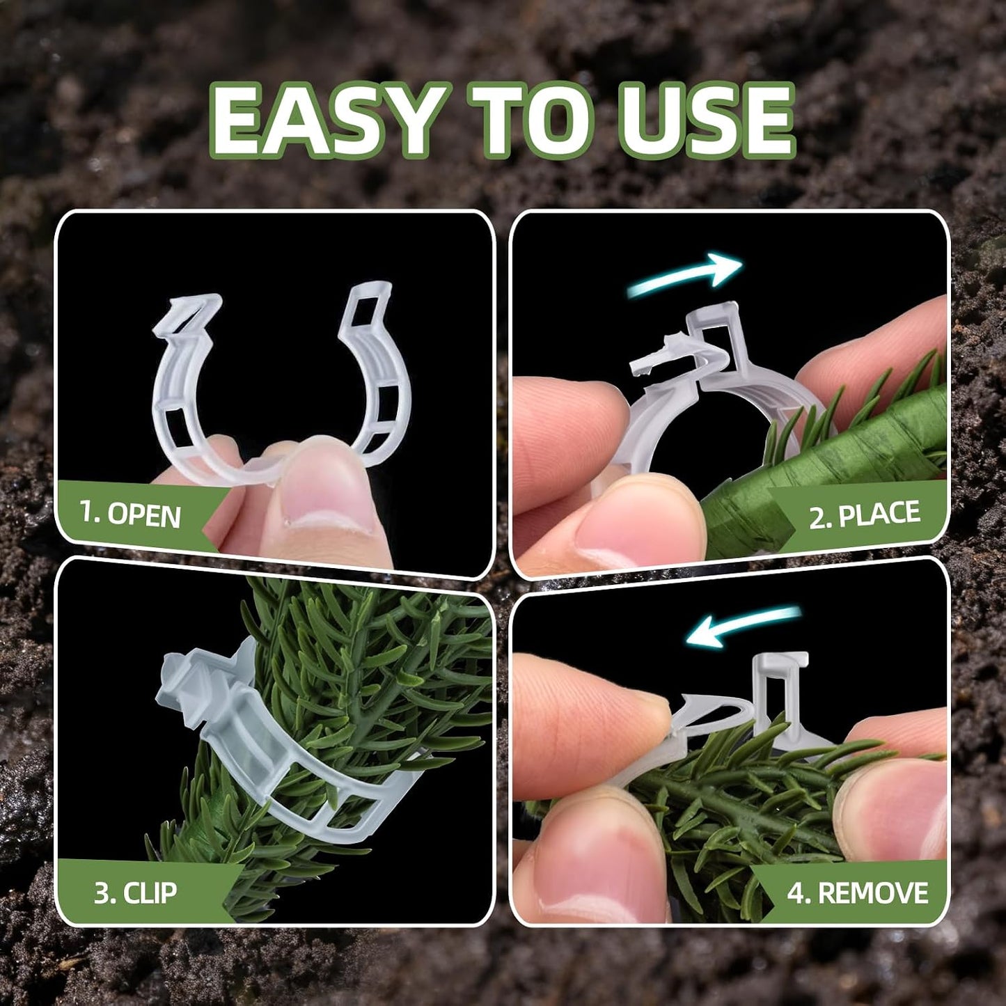 300Pcs Plant Clips, Plant Support Clips Plastic Trellis Clips