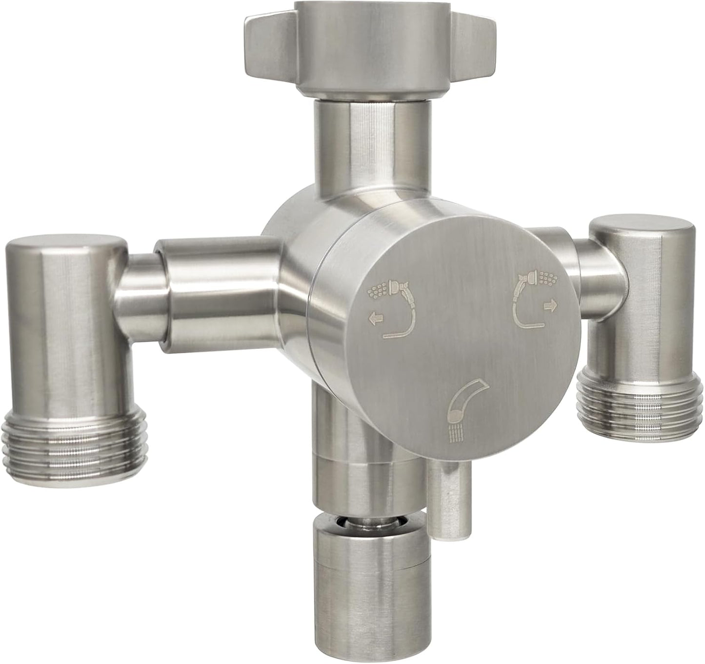 Stainless Steel Multi-Function Outdoor Faucet with Dual Garden Hose Adapter, Heavy Duty Outdoor Water Splitter with Extra Tap for Hand Washing, Bucket Filling (Dual Hose)