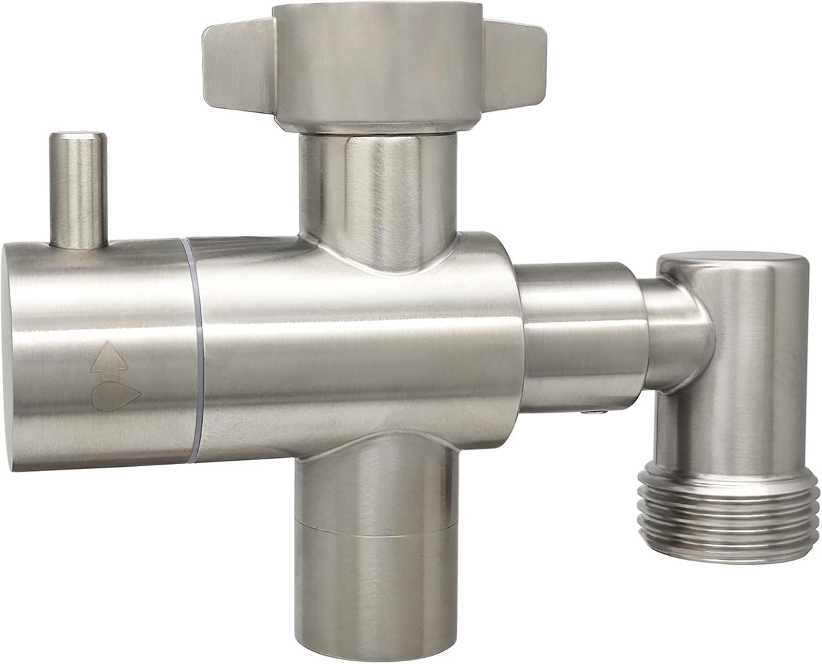 Stainless Steel Multi-Function Outdoor Faucet with Dual Garden Hose Adapter, Heavy Duty Outdoor Water Splitter with Extra Tap for Hand Washing, Bucket Filling (Dual Hose)