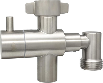 Stainless Steel Multi-Function Outdoor Faucet with Dual Garden Hose Adapter, Heavy Duty Outdoor Water Splitter with Extra Tap for Hand Washing, Bucket Filling (Dual Hose)