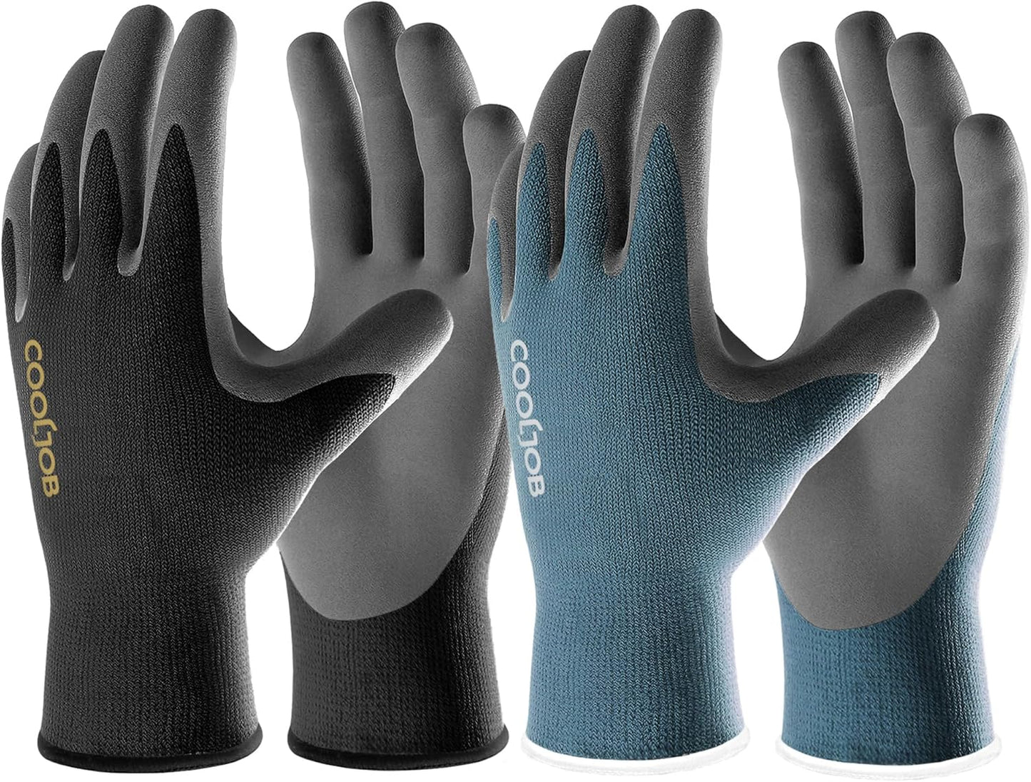 Gardening Gloves for Men, 2 Pairs Breathable Rubber Coated for Garden Weeding Landscaping, Outside Work for Lawn Yard, Men's Large Size, Black & Red
