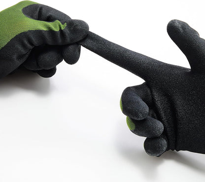 Gardening Gloves for Men, 2 Pairs Breathable Rubber Coated for Garden Weeding Landscaping, Outside Work for Lawn Yard, Men's Large Size, Black & Red