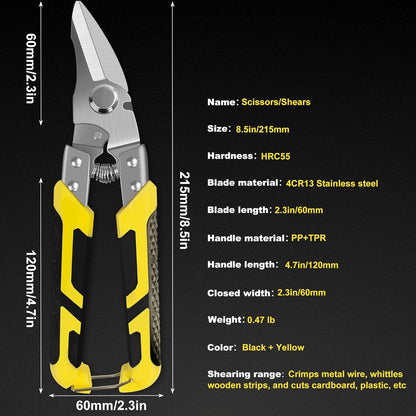 8.7 Inch Tin Snips Heavy Duty Metal Cutter