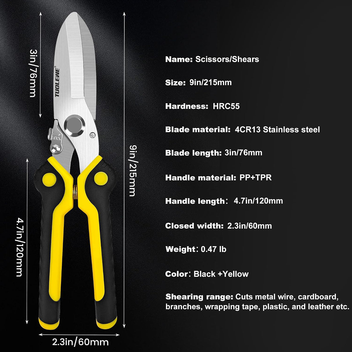 8.7 Inch Tin Snips Heavy Duty Metal Cutter
