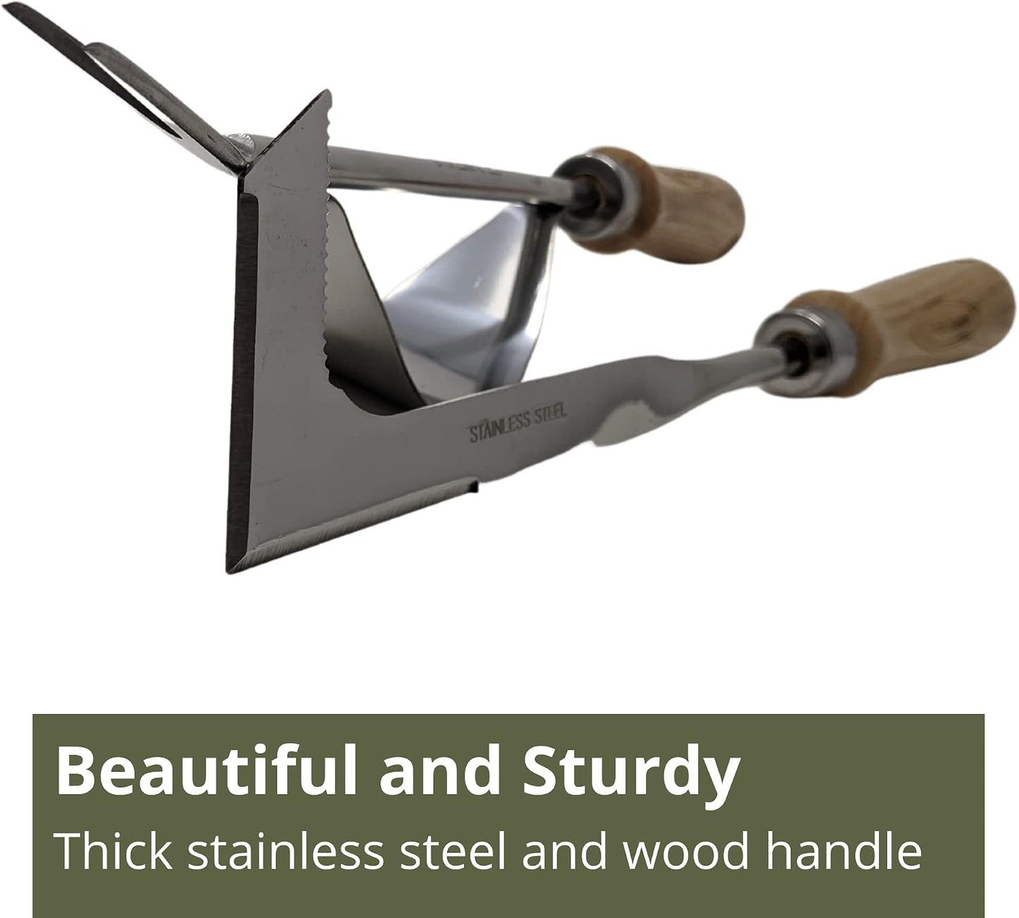 Weed Puller and Patio Paver Weeding Tool Set - Two Classic, Heavy Duty, Stainless Steel Weeding Tools with Beautiful Wooden Handles