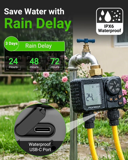 Rechargeable 2 Zone Water Timer, Sprinkler Timers for Garden Hose