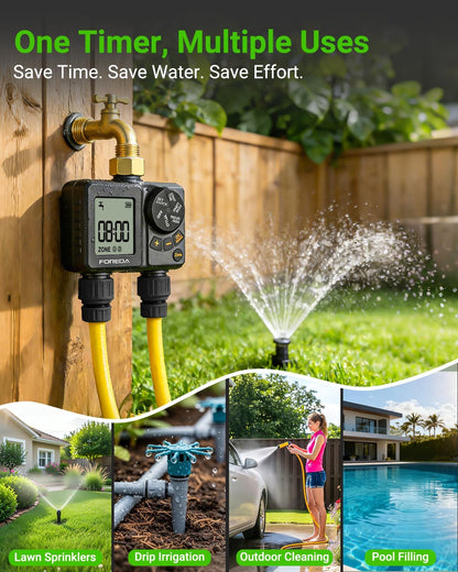 Rechargeable 2 Zone Water Timer, Sprinkler Timers for Garden Hose