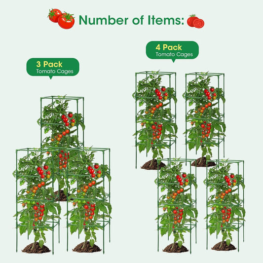 Tomato Cages,3 Packs Square Tomato Cage for Garden Plant Support,41 * 15 * 15in Heavy Duty Steel Plant Tower Stakes Trellis for Climbing Vegetables Flowers Fruits