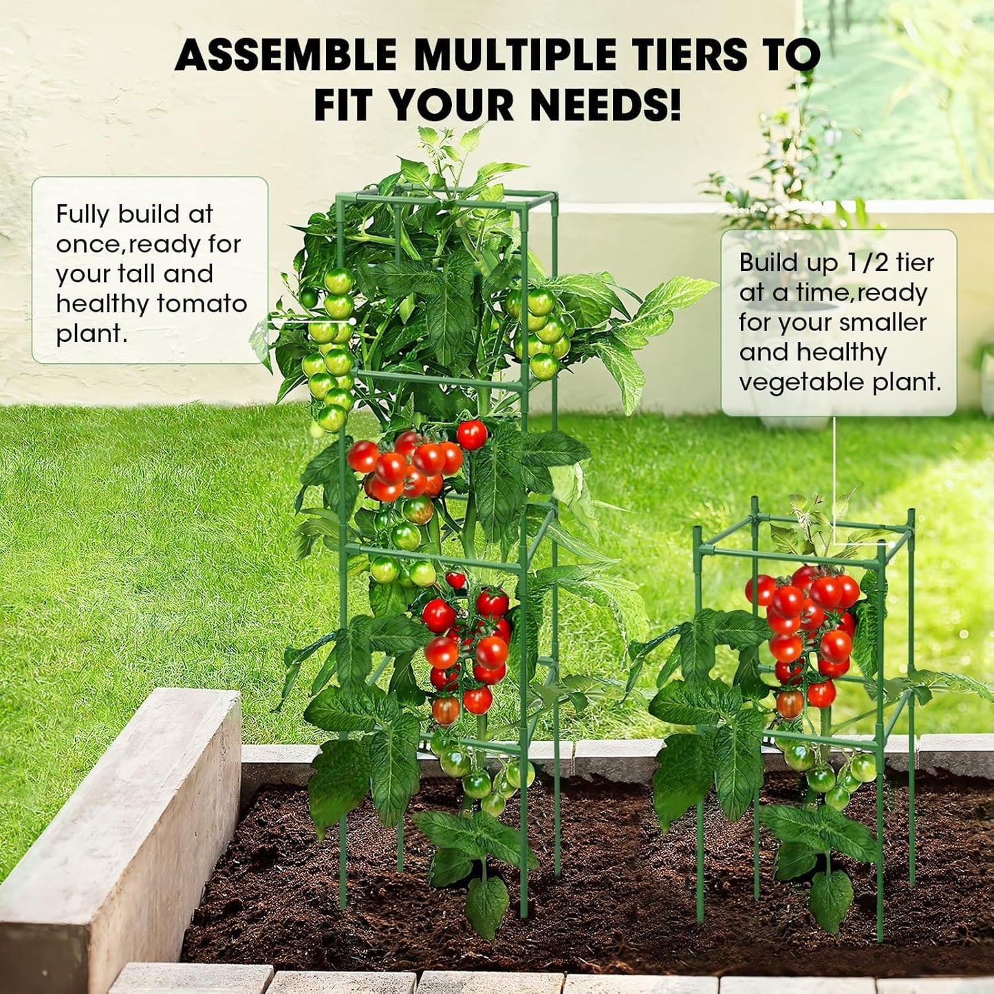 Tomato Cages,3 Packs Square Tomato Cage for Garden Plant Support,41 * 15 * 15in Heavy Duty Steel Plant Tower Stakes Trellis for Climbing Vegetables Flowers Fruits