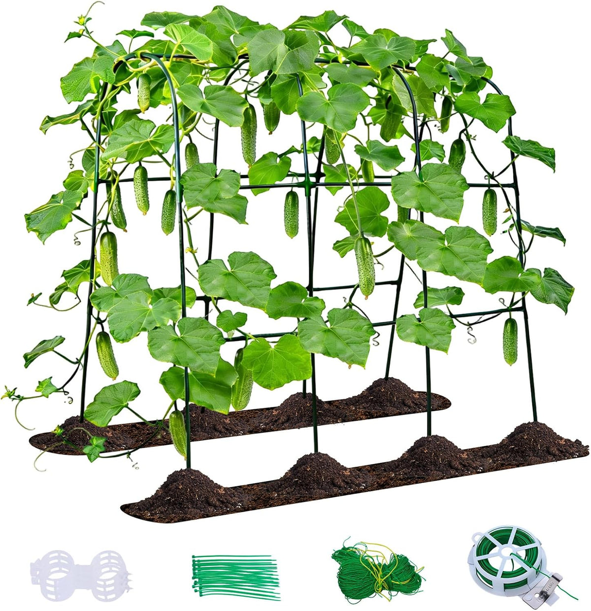 U-Shape Cucumber Trellis for Raised Beds - 47.2”x47.2”x21.6” Green Metal Arch Trellis, Rust-Resistant Garden Plant Support for Climbing Vegetables, Vines, Flowers - Heavy Duty & Easy to Assemble