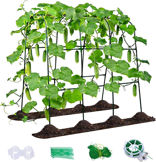 U-Shape Cucumber Trellis for Raised Beds - 47.2”x47.2”x21.6” Green Metal Arch Trellis, Rust-Resistant Garden Plant Support for Climbing Vegetables, Vines, Flowers - Heavy Duty & Easy to Assemble