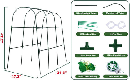 U-Shape Cucumber Trellis for Raised Beds - 47.2”x47.2”x21.6” Green Metal Arch Trellis, Rust-Resistant Garden Plant Support for Climbing Vegetables, Vines, Flowers - Heavy Duty & Easy to Assemble