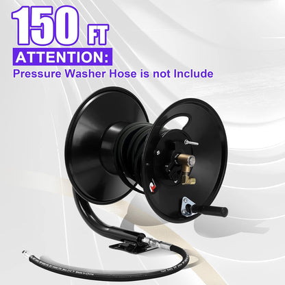 Pressure Washer Hose Reel 100FT x 3/8" / 150FT x 1/4" for Water