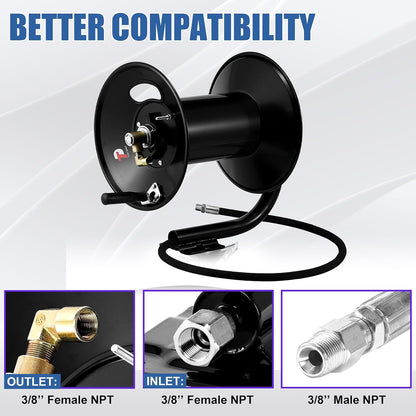 Pressure Washer Hose Reel 100FT x 3/8" / 150FT x 1/4" for Water