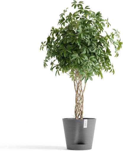 Venice 2 Round Flower Planter with Water Reservoir, White Grey, 8"