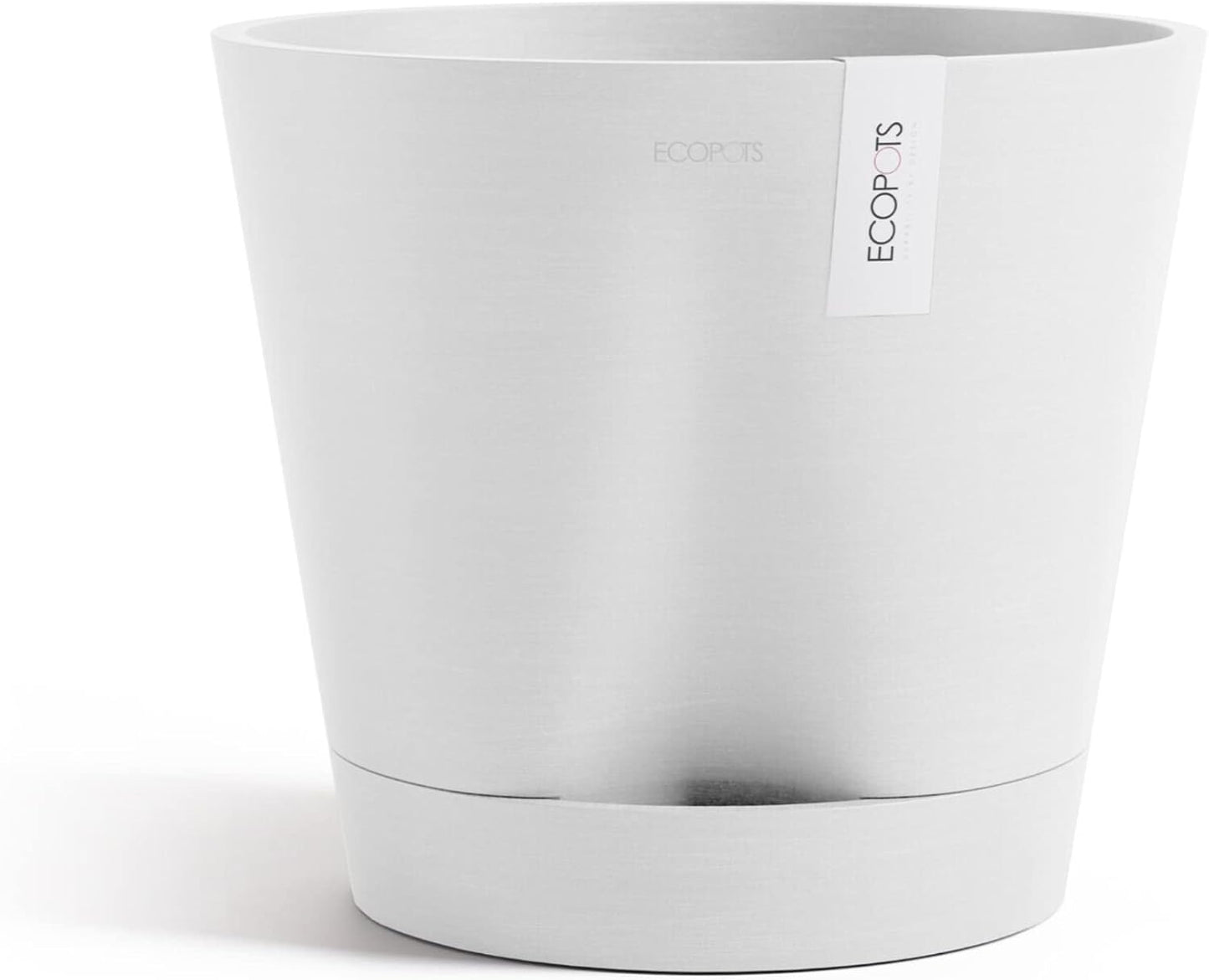 Venice 2 Round Flower Planter with Water Reservoir, White Grey, 8"