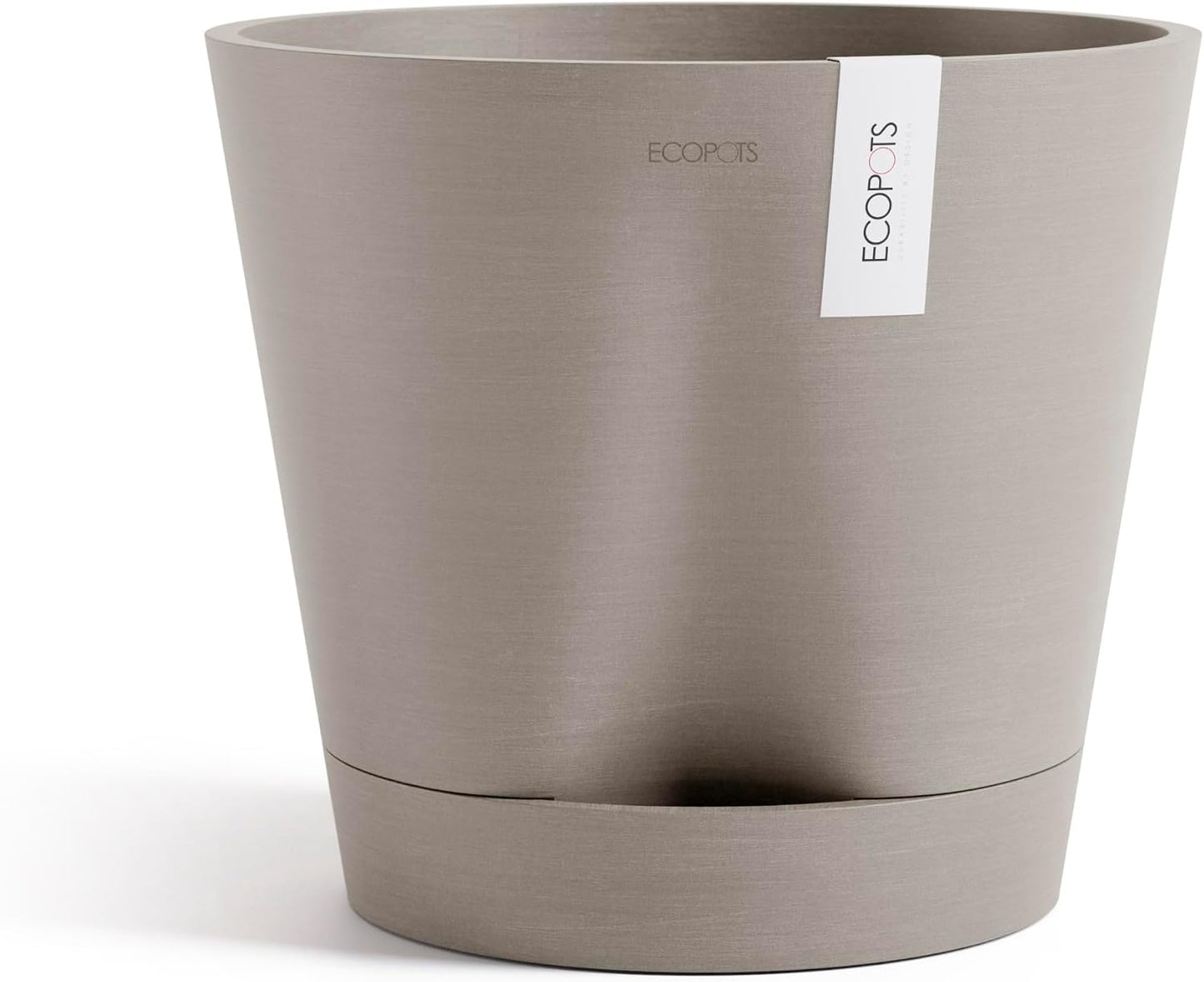 Venice 2 Round Flower Planter with Water Reservoir, White Grey, 8"