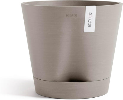 Venice 2 Round Flower Planter with Water Reservoir, White Grey, 8"