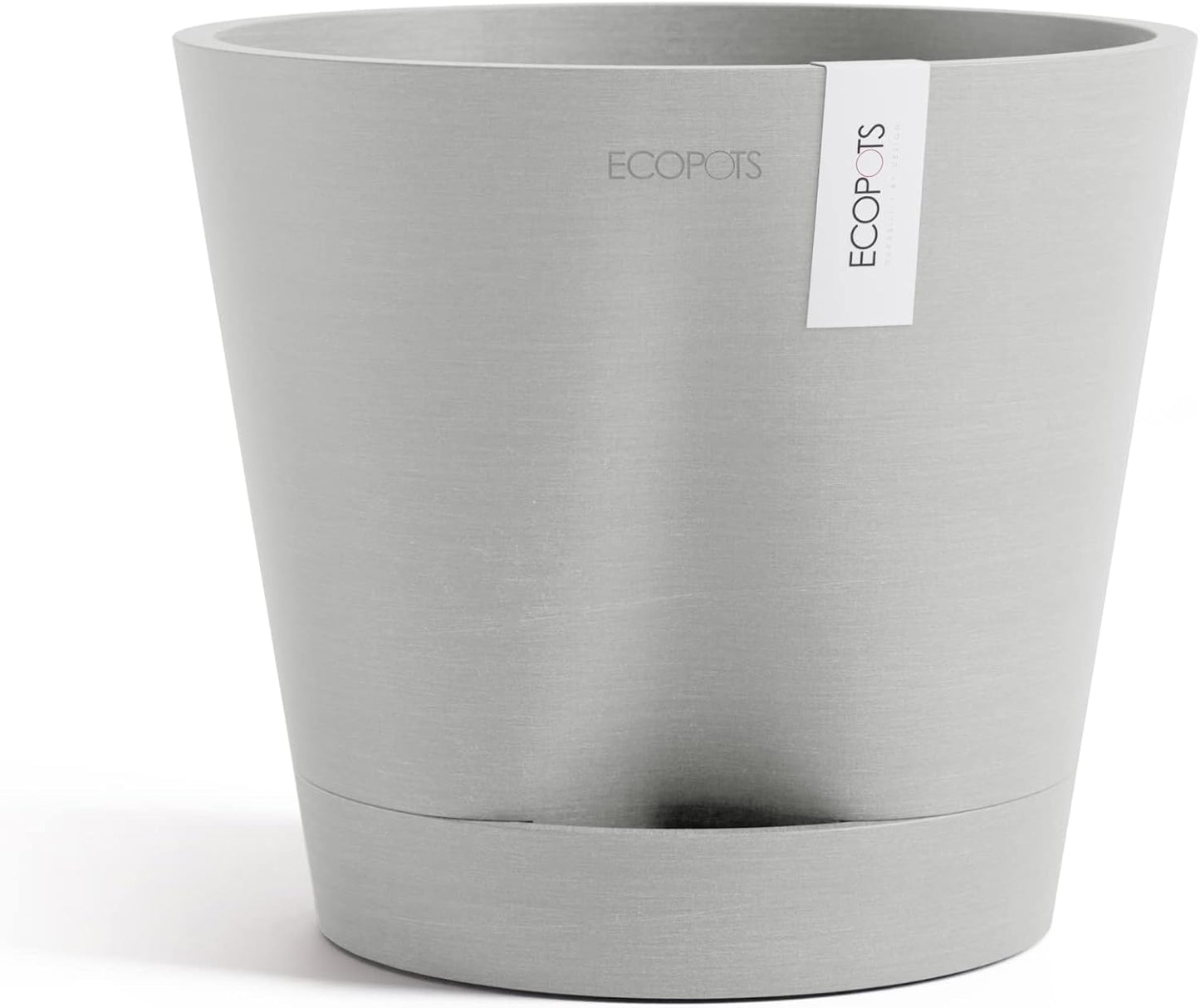 Venice 2 Round Flower Planter with Water Reservoir, White Grey, 8"
