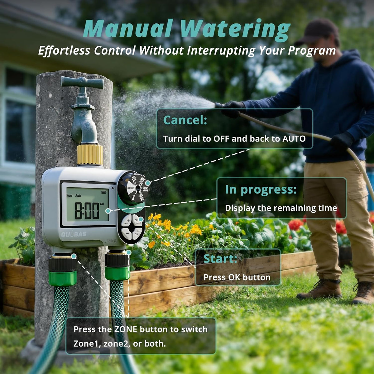 WiFi Water Timer for Garden Hose, 1 Zone Brass Smart Sprinkler Timer