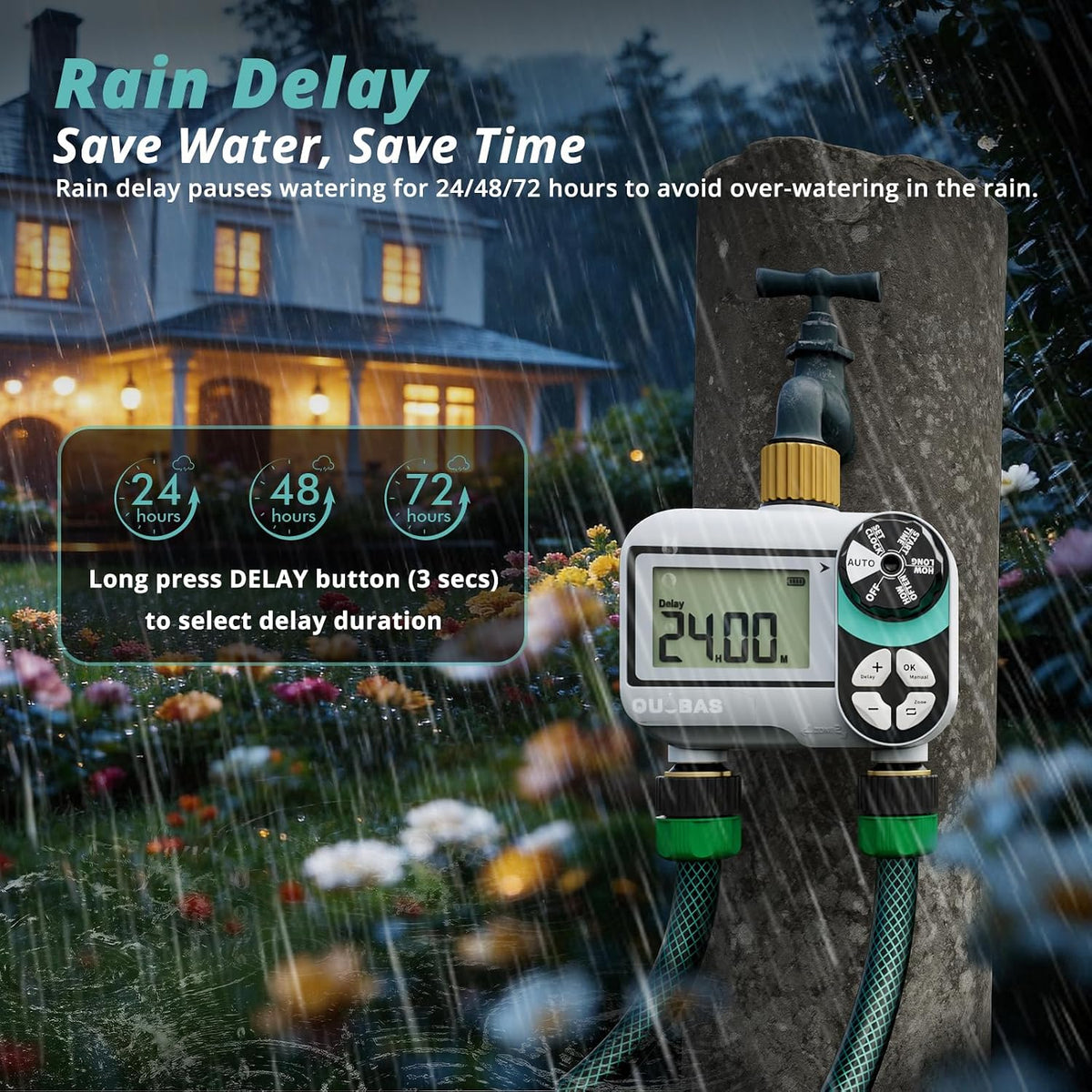 WiFi Water Timer for Garden Hose, 1 Zone Brass Smart Sprinkler Timer