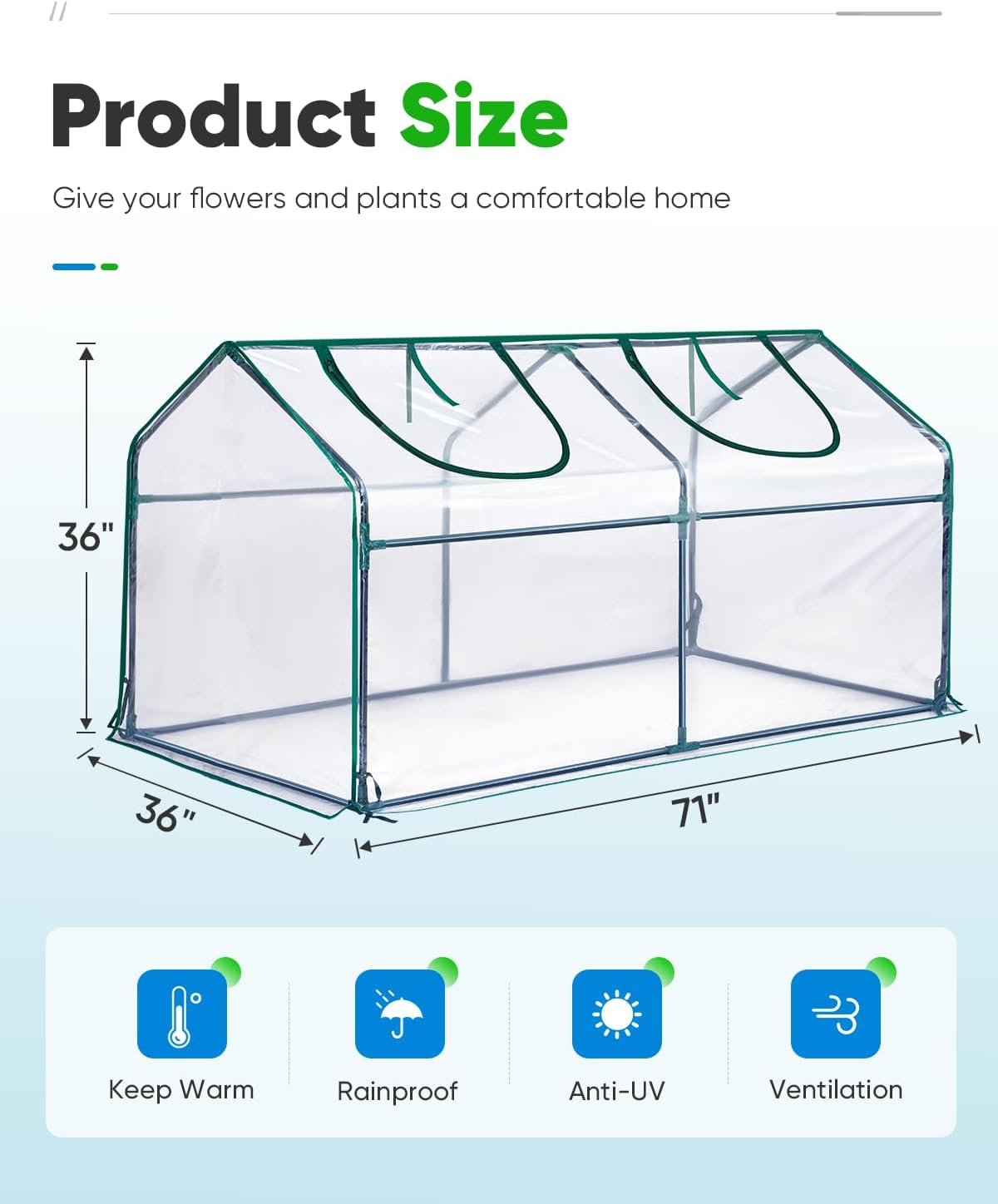 Mini Greenhouse for Indoor Outdoor, Portable Quick-Setup Tabletop
