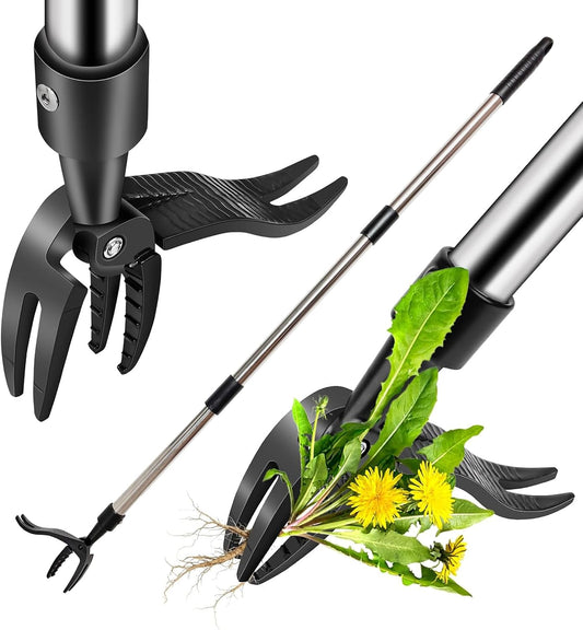 Stand-Up Weeder Tool, Long Handle 4-Claw Weed Puller