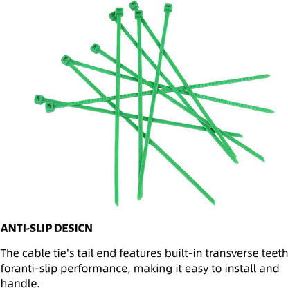 Zip Ties, 100pcs Green Cable Zip Ties 12 Inch, Heavy Duty Nylon Wire Ties High Tensile Strength, Self-Locking Nylon Tie Wraps for Indoor and Outdoor for Object Bundling and Fastening