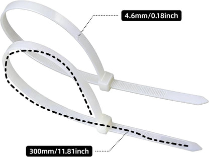 Zip Ties, 100pcs Green Cable Zip Ties 12 Inch, Heavy Duty Nylon Wire Ties High Tensile Strength, Self-Locking Nylon Tie Wraps for Indoor and Outdoor for Object Bundling and Fastening