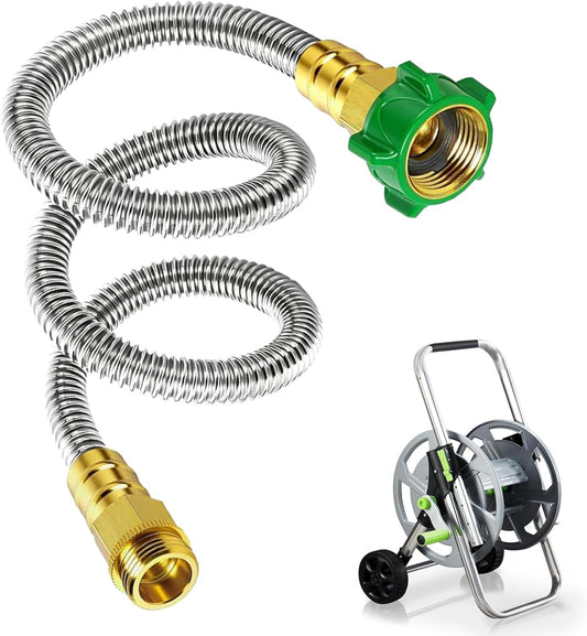 Short Garden Hose Connector 3FT, Metal Hose Connector for Hose Reel