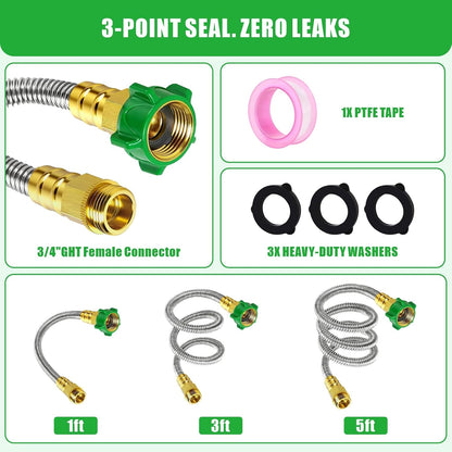 Short Garden Hose Connector 3FT, Metal Hose Connector for Hose Reel