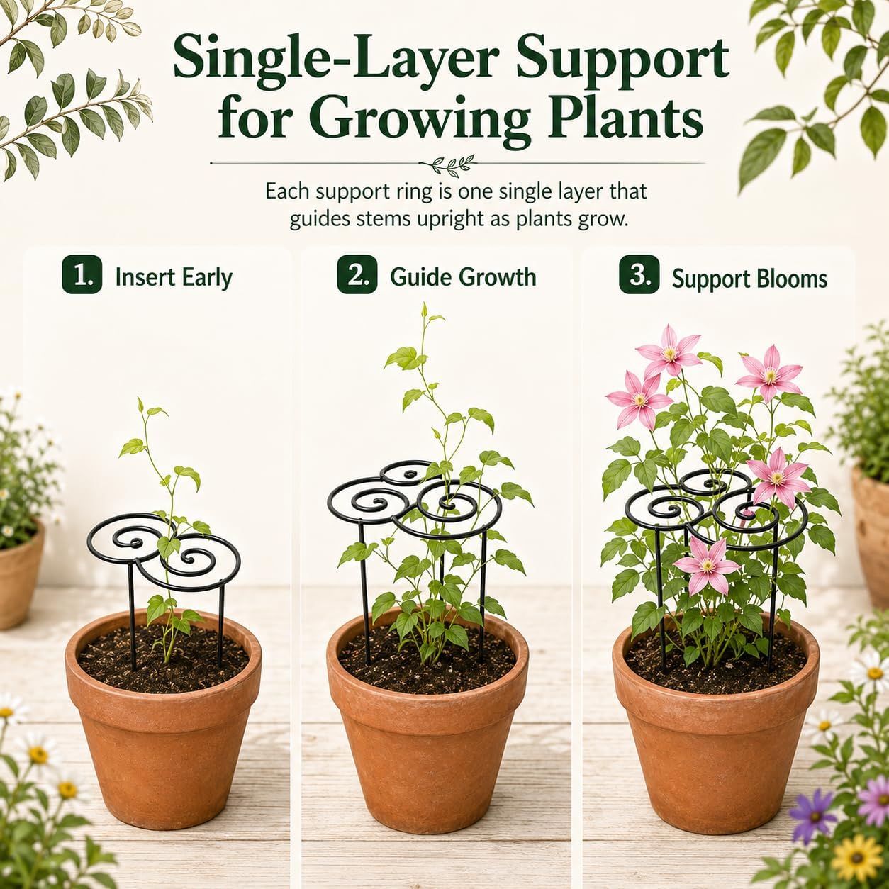 2026 Metal Plant Support Ring,Extra Large Peony Supports for Outdoor Plants,Perfect for Peonies Cages,Hydrangea Support Flower Cages,Grow-Through Plant Supports,A Garden Must-Have (2pcs*Medium)