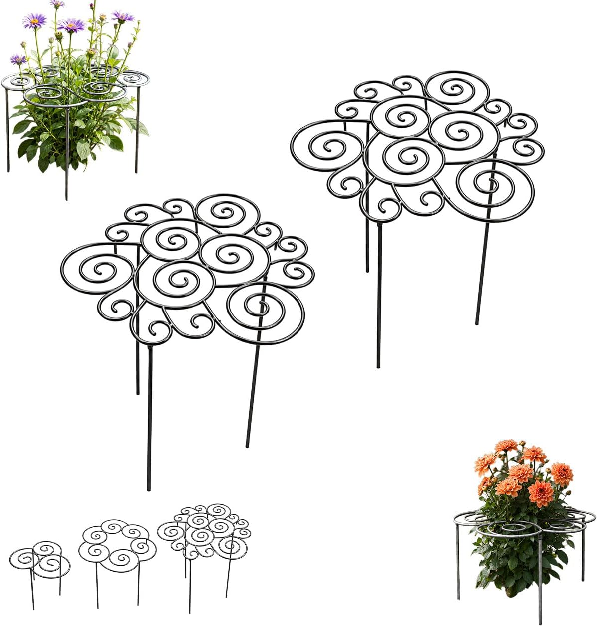 2026 Metal Plant Support Ring,Extra Large Peony Supports for Outdoor Plants,Perfect for Peonies Cages,Hydrangea Support Flower Cages,Grow-Through Plant Supports,A Garden Must-Have (2pcs*Medium)